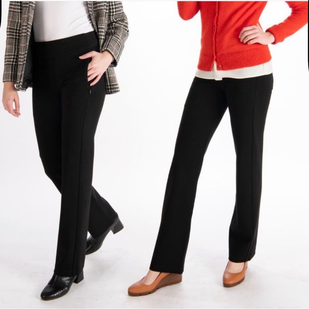 Betabrand Dress Pant Yoga Pants Straight Deep Pocket Black XL Long Ponte Knit